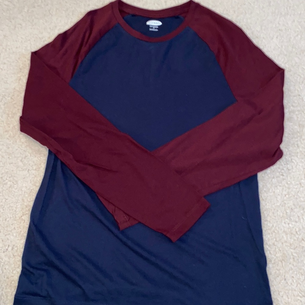 Mens Small Navy Blue and Maroons Old Navy Baseball Long Sleeve